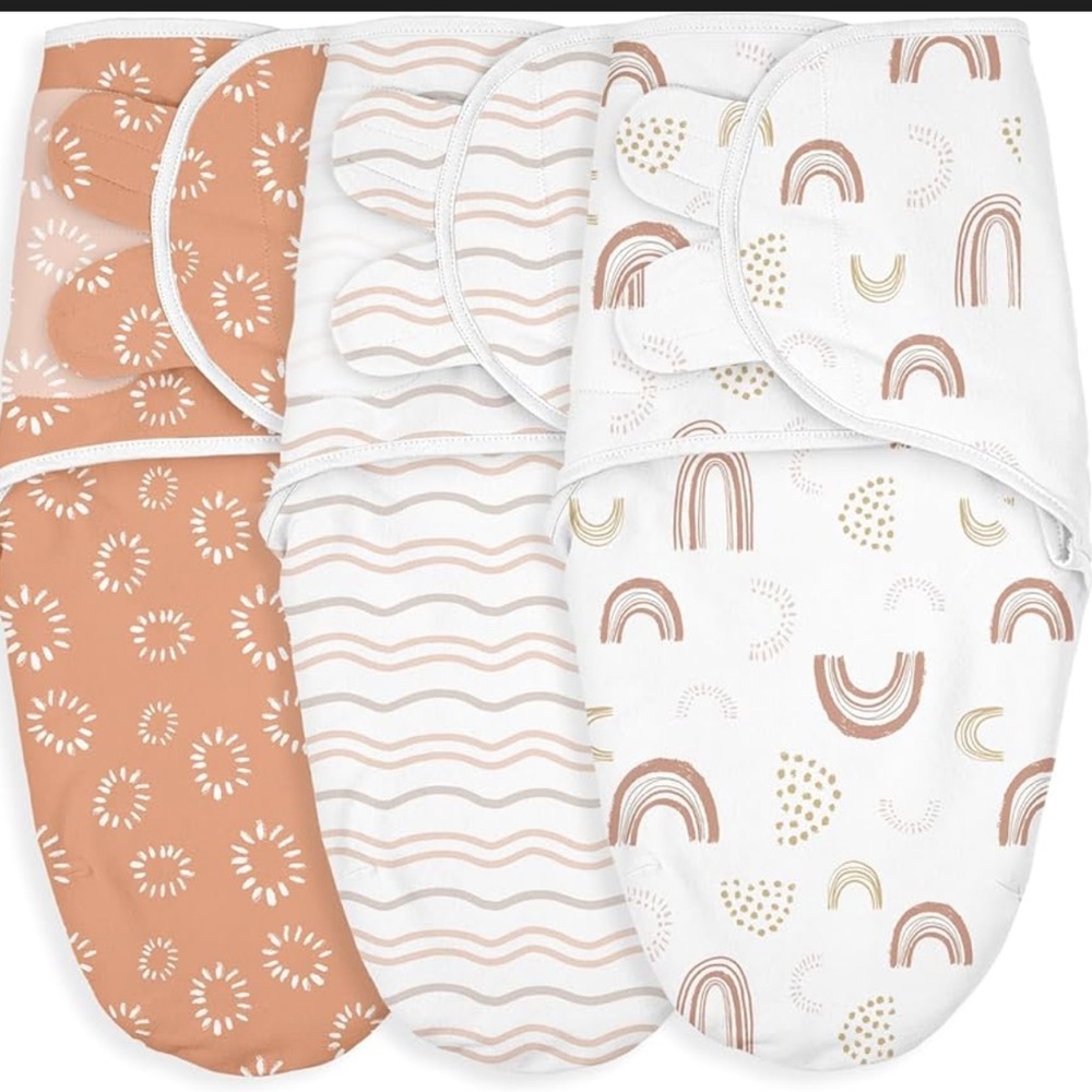 Kids Patterned Swaddle Set - Orange, White, Cream